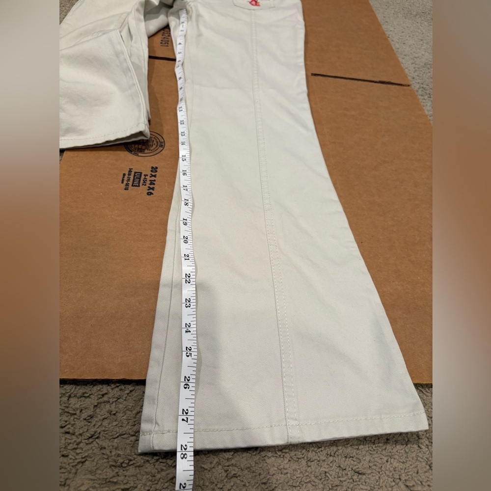 Vintage Y2K Gasoline Hippie Embroidered Flare Khaki Pants Women’s Size 12 EUC - Picture 16 of 16